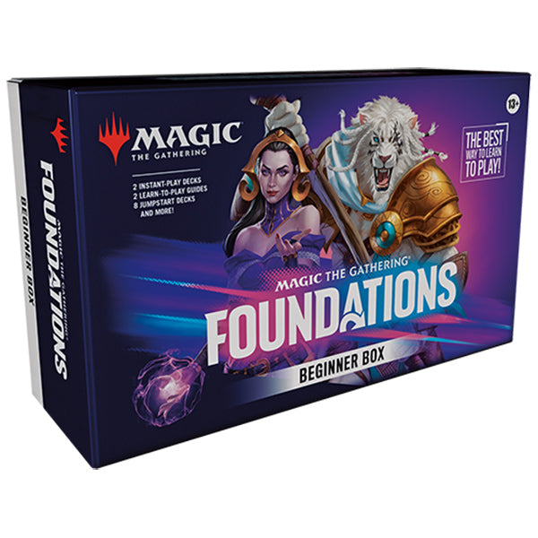 Magic The Gathering: Foundations Beginner Box, learn-to-play set with tutorial decks, guides, and playmats.