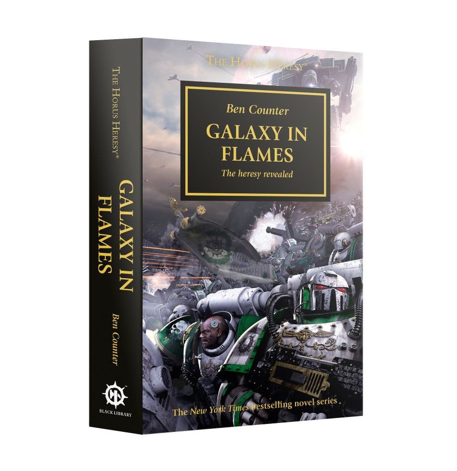 Warhammer: Galaxy in Flames book cover by Ben Counter from The Horus Heresy series.