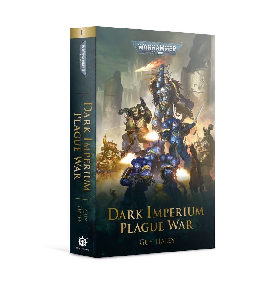 Warhammer 40000: Dark Imperium Plague War book cover featuring warriors in battle.