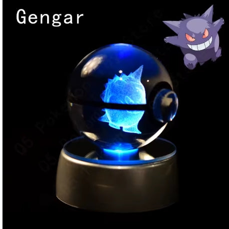 Pokémon Theme 3D Crystal Ball featuring Gengar with LED color-changing base.