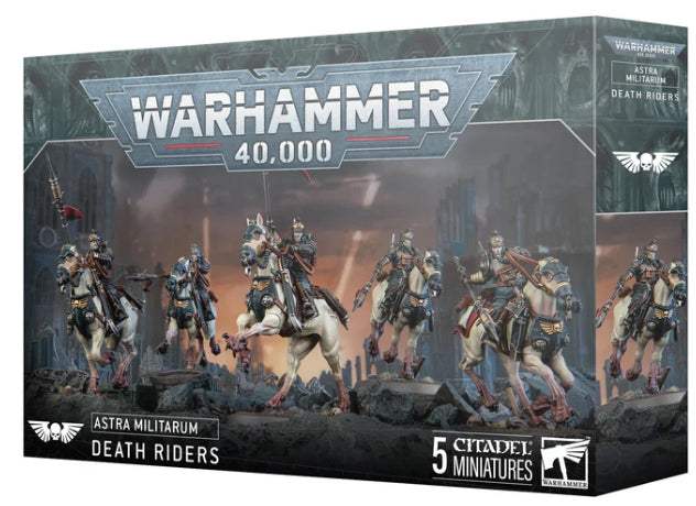 Warhammer 40000 Astra Militarum Death Riders model kit box.