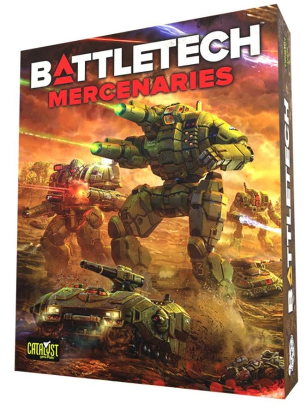 BattleTech Mercenaries Box Set with BattleMechs and vehicles.