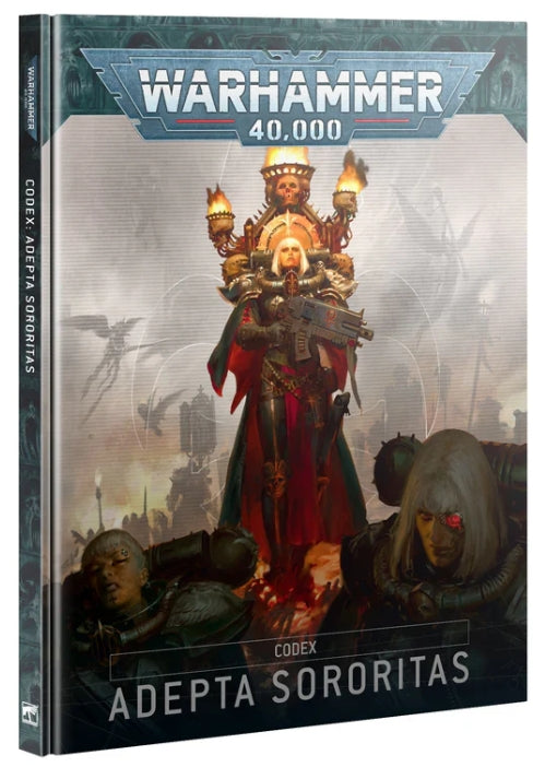 Warhammer 40000: 10th Edition Codex Adepta Sororitas hardback book with artwork and rules.