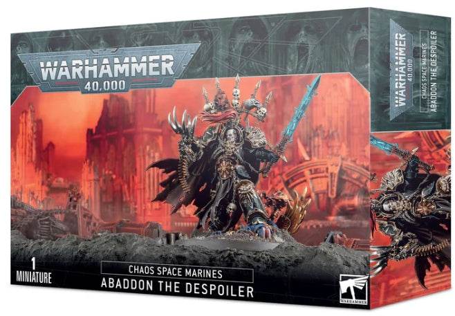 Abaddon the Despoiler Chaos Space Marines model kit with 31 plastic components and 60mm base.