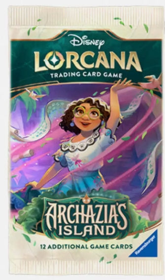 Lorcana: Set 7 Archazia’s Island pre-order pack with 12 trading cards.