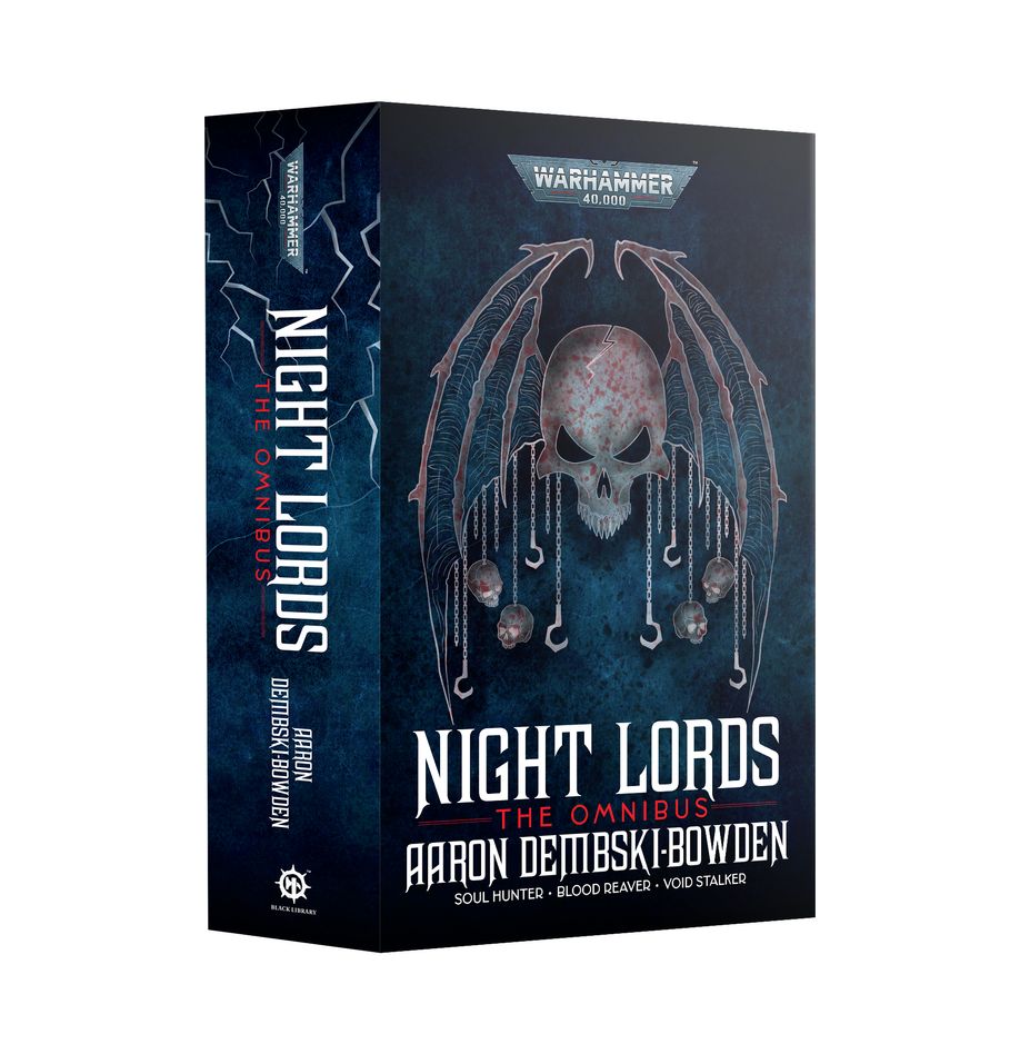 Warhammer 4000: Night Lords Omnibus book cover featuring a skull emblem and gothic design.