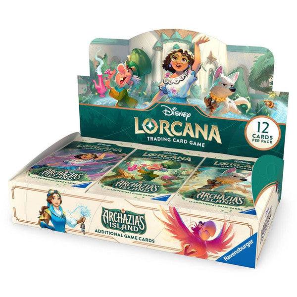 Lorcana: Set 7 Archazia’s Island booster display with 24 packs, each containing 12 trading cards.